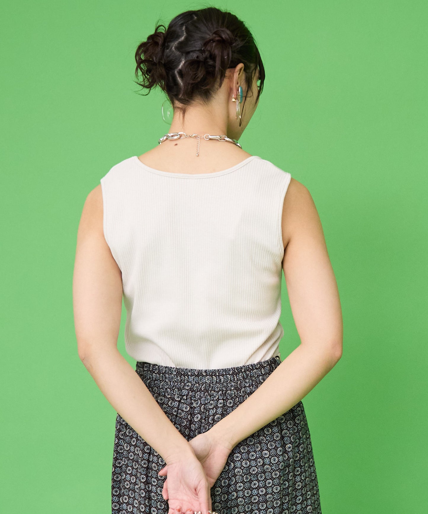 【FONT LAB】ランダムテレコスクエアネックタンクトップ