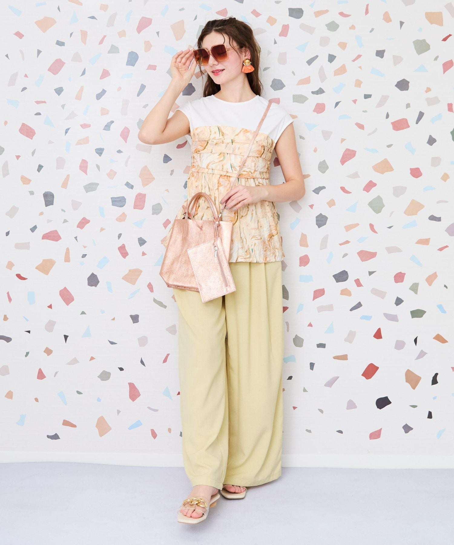 【FONT LAB】グラデーションマーブルプリントビスチェTシャツ