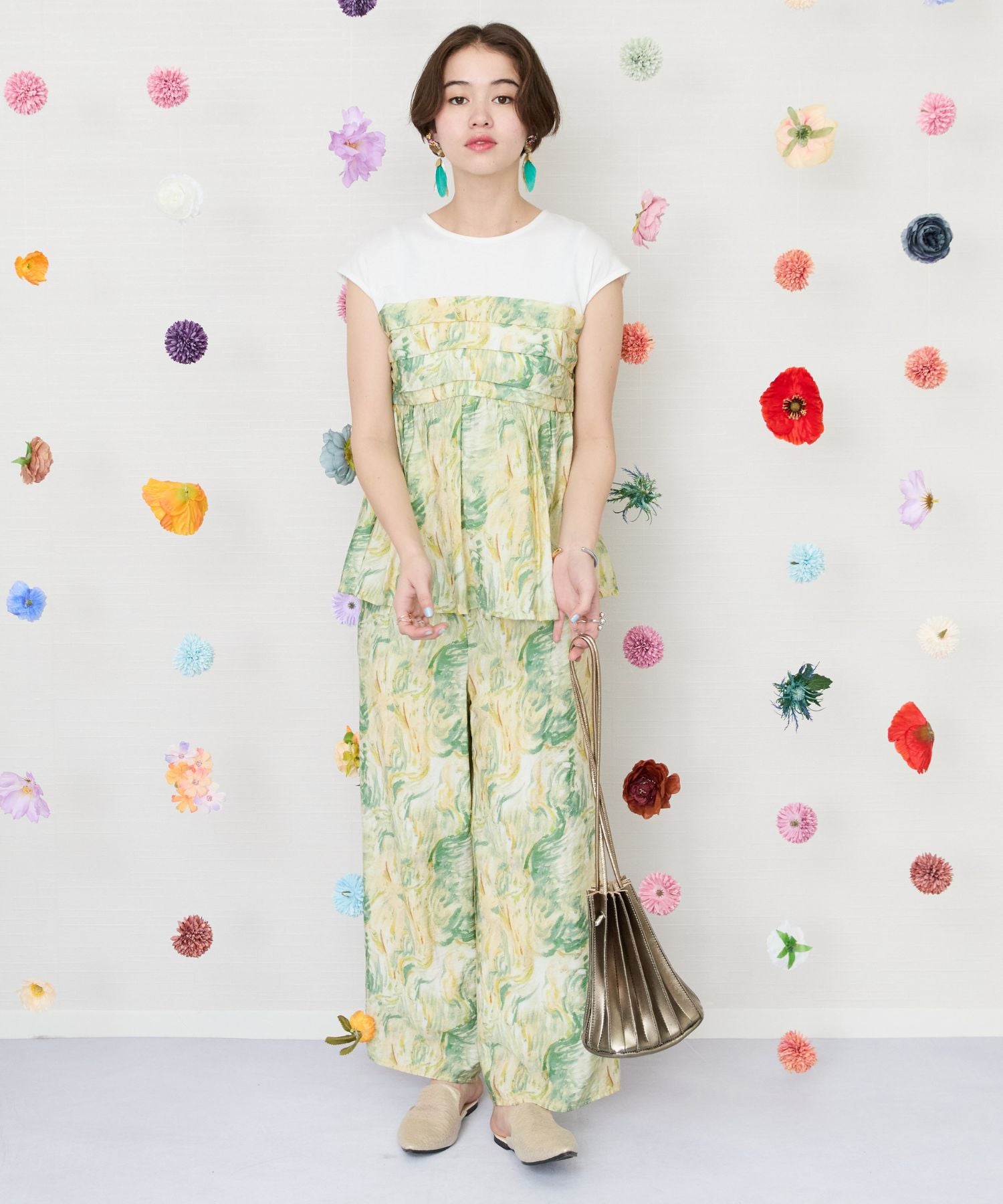 【FONT LAB】グラデーションマーブルプリントビスチェTシャツ