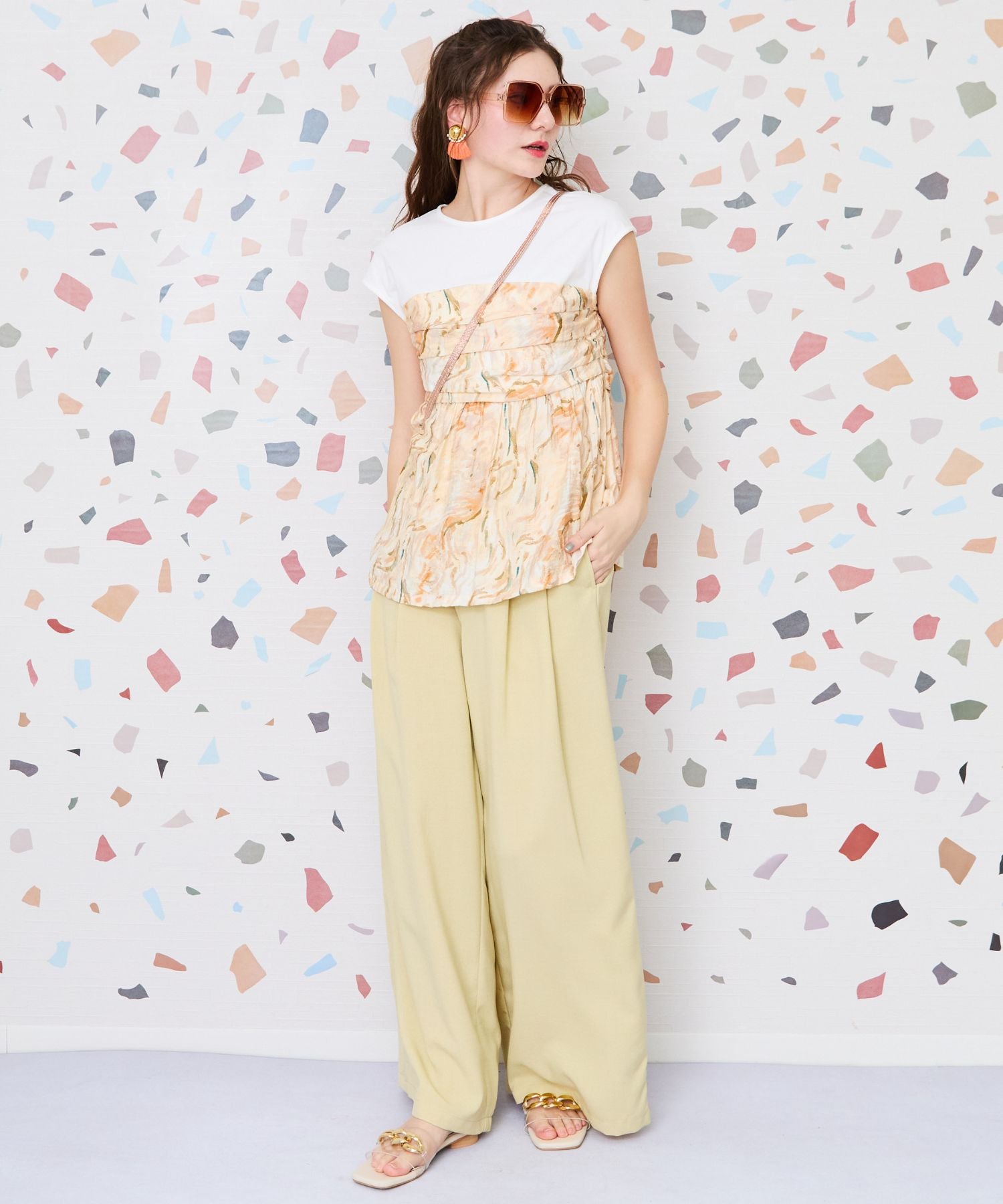 【FONT LAB】グラデーションマーブルプリントビスチェTシャツ