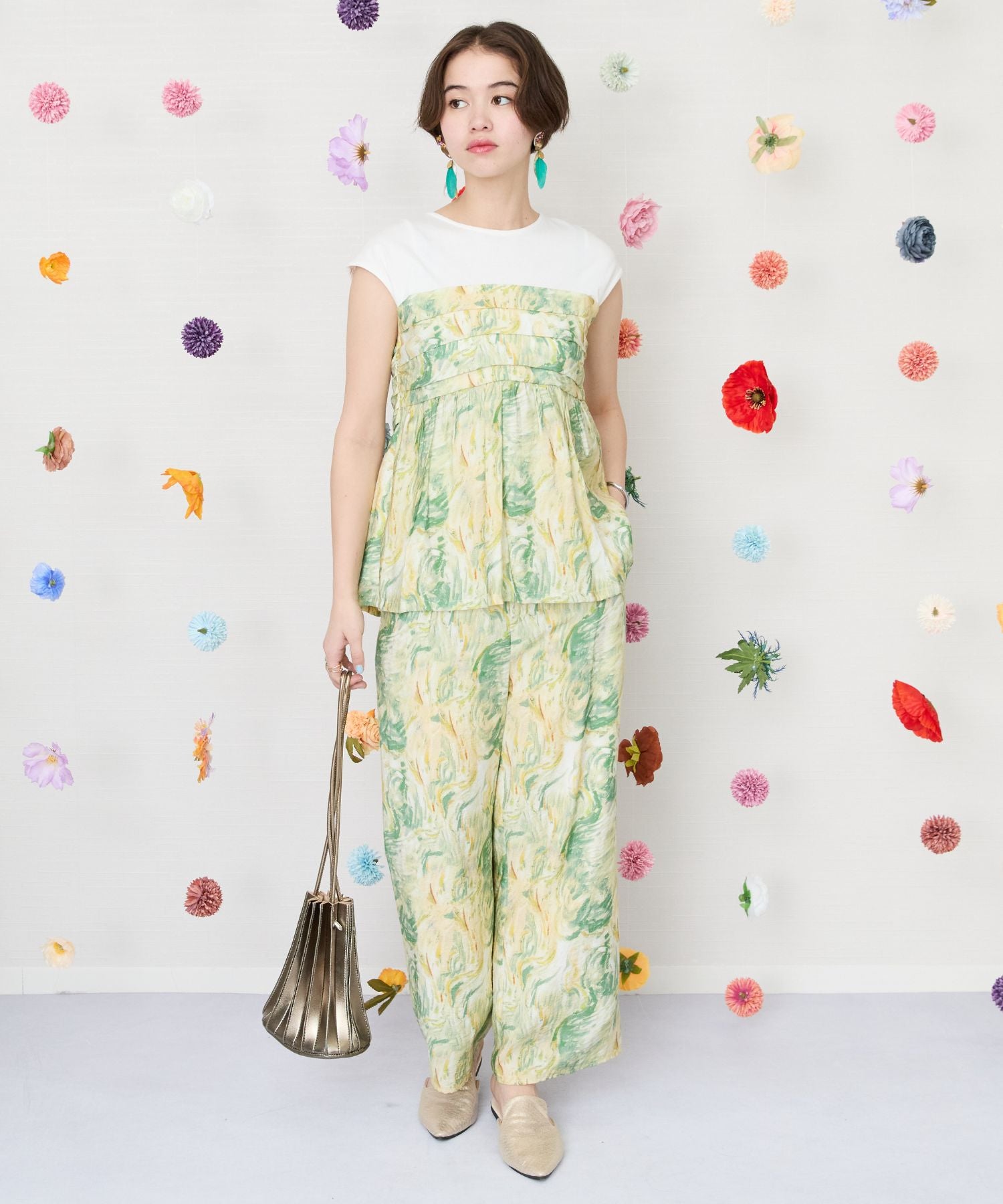 【FONT LAB】グラデーションマーブルプリントビスチェTシャツ