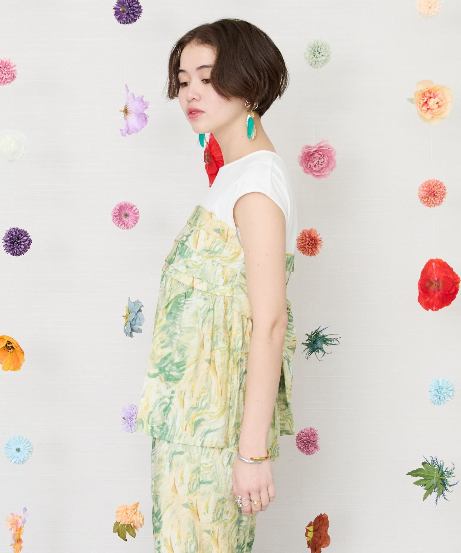 【FONT LAB】グラデーションマーブルプリントビスチェTシャツ