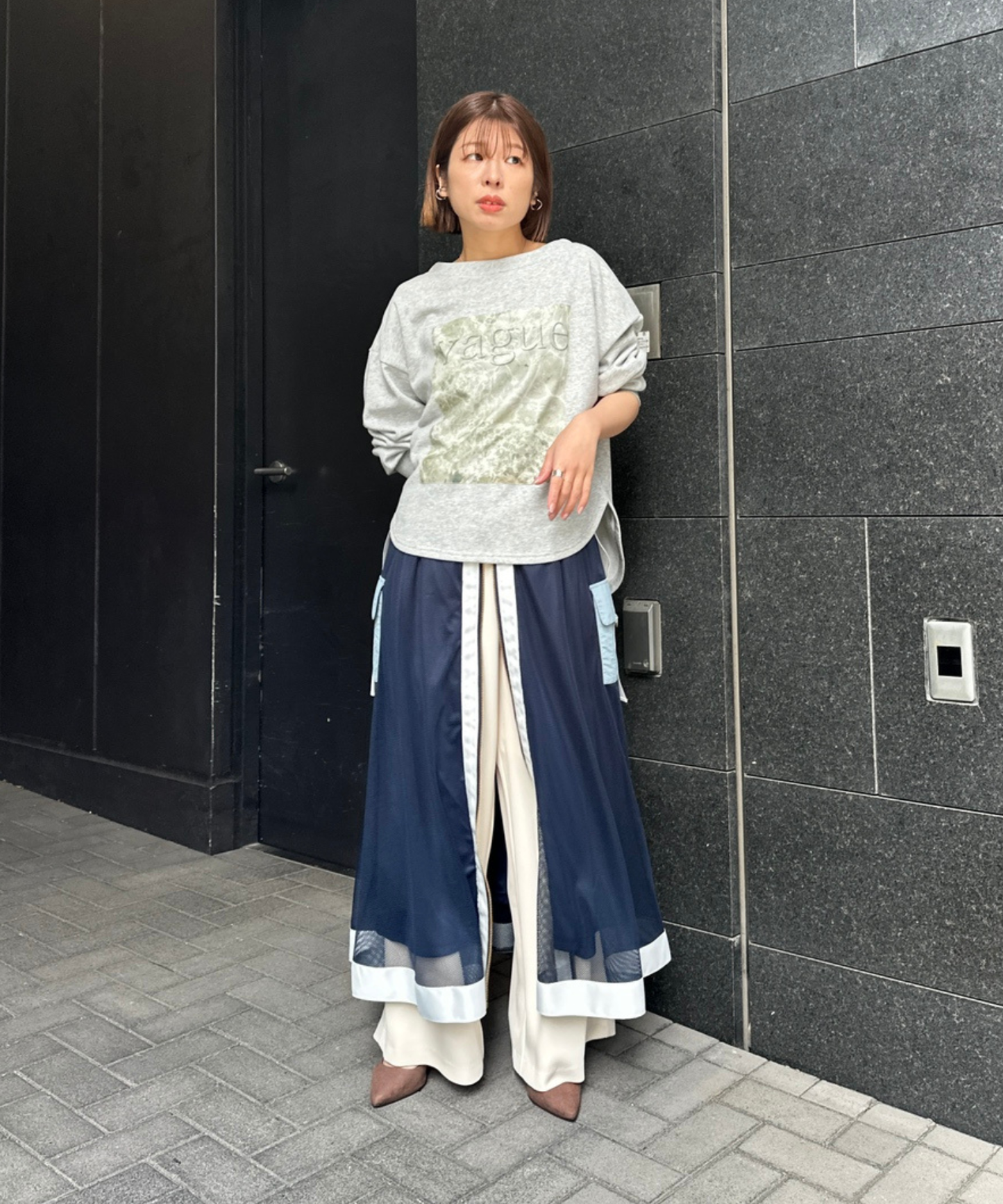 【FONT LAB】フォトプリント×ロゴボートネックスウェット