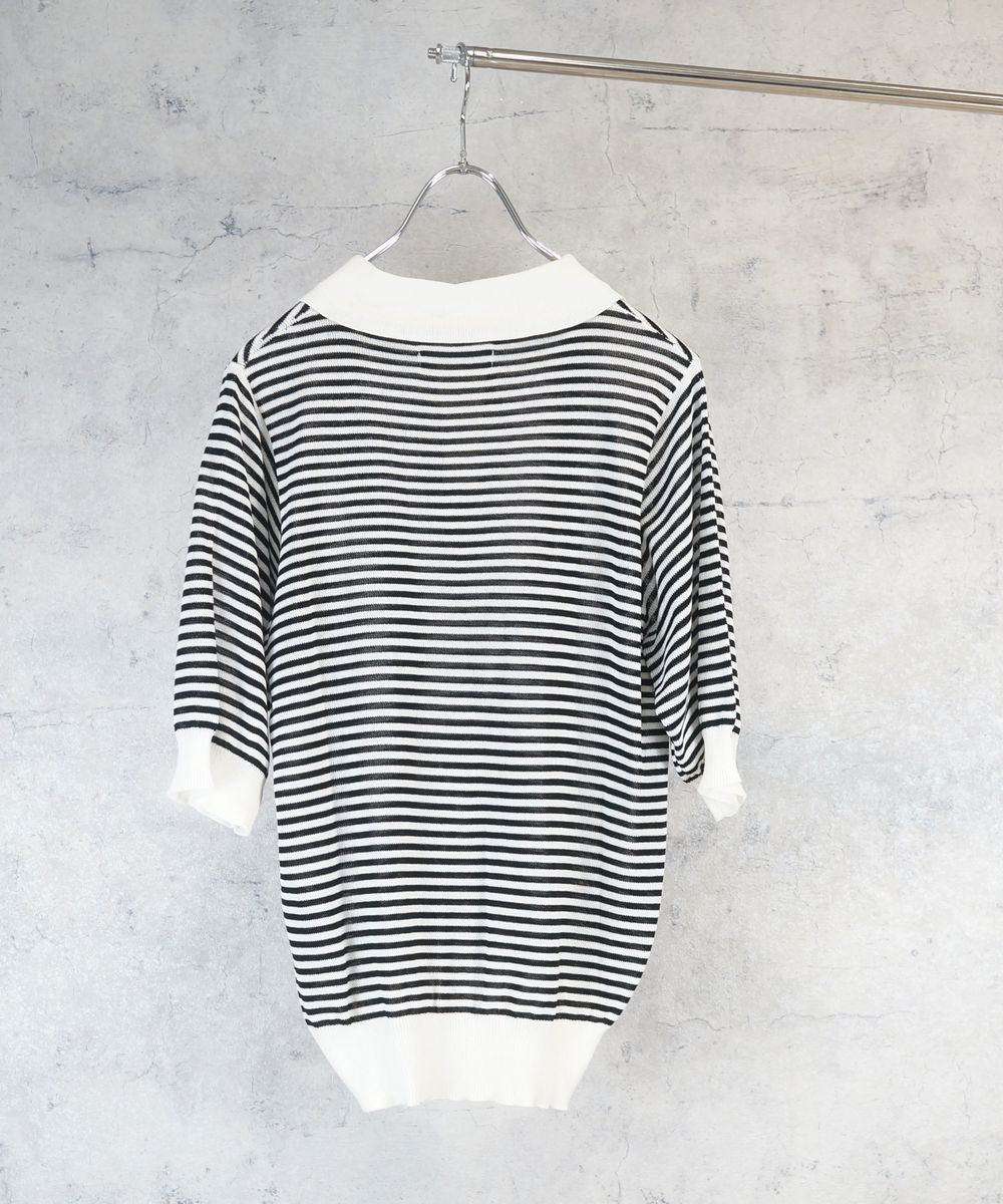 大きいサイズ レディース 夏 ニット ボーダー ポロ|sabstreet my standard(サブストリートマイスタンダード)