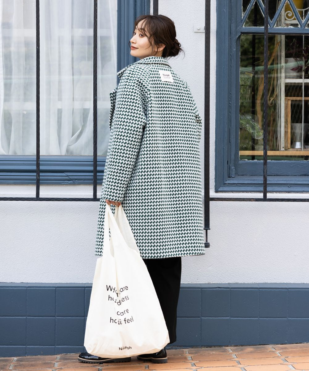【大きいサイズ】 (3L) NUMPH ハウンドトゥースラペルカラーコート - マインドウインド公式オンラインストア