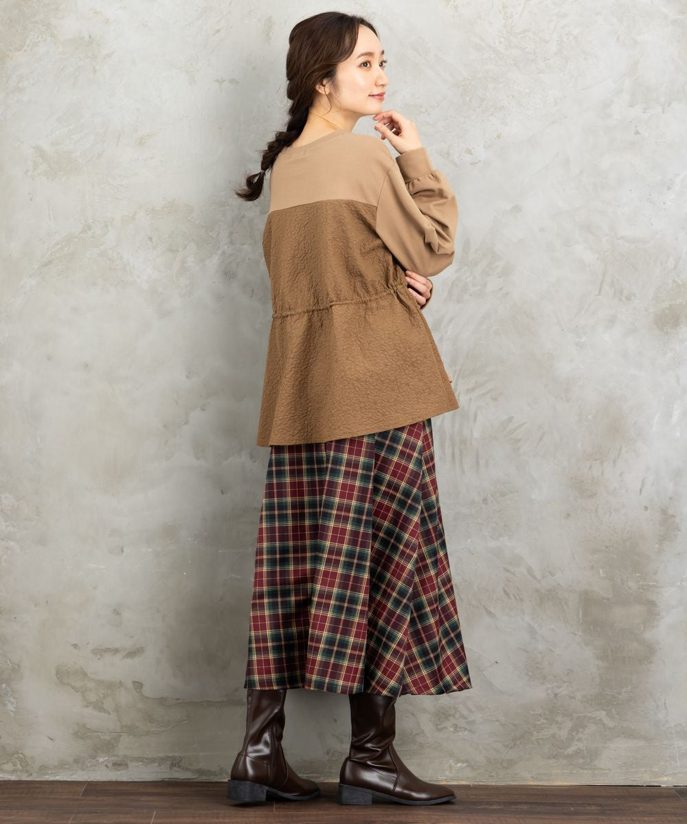 FONTLAB 裏毛×エンボス切り替えドロストカットソー