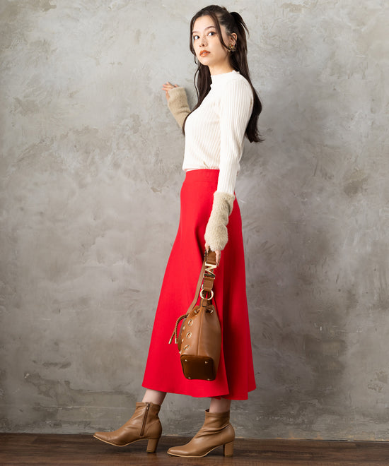 51-5671【FONT LAB】ランダムリブ×ラメシャギースリーブニット