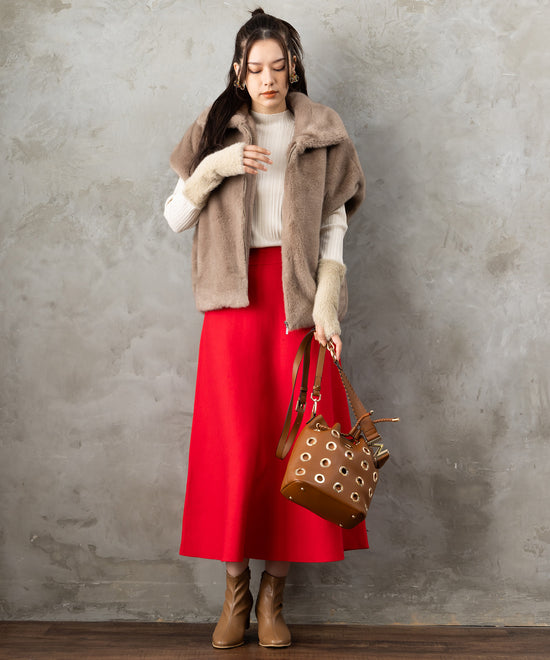 51-5671【FONT LAB】ランダムリブ×ラメシャギースリーブニット