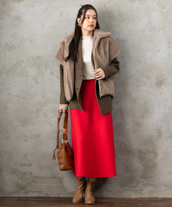 51-5671【FONT LAB】ランダムリブ×ラメシャギースリーブニット