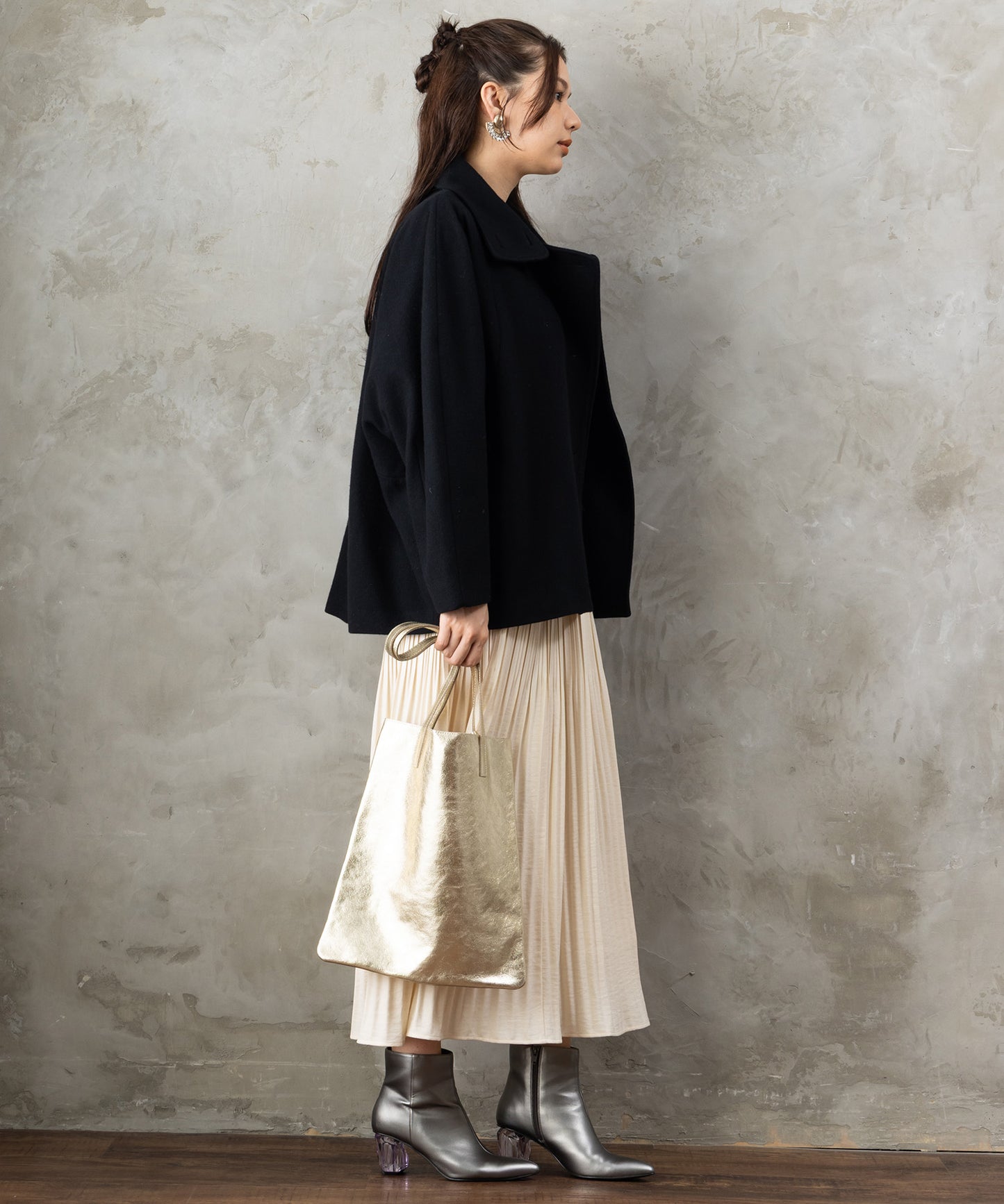 【andrea cardone】ミニポーチ付メタリックトートBAG