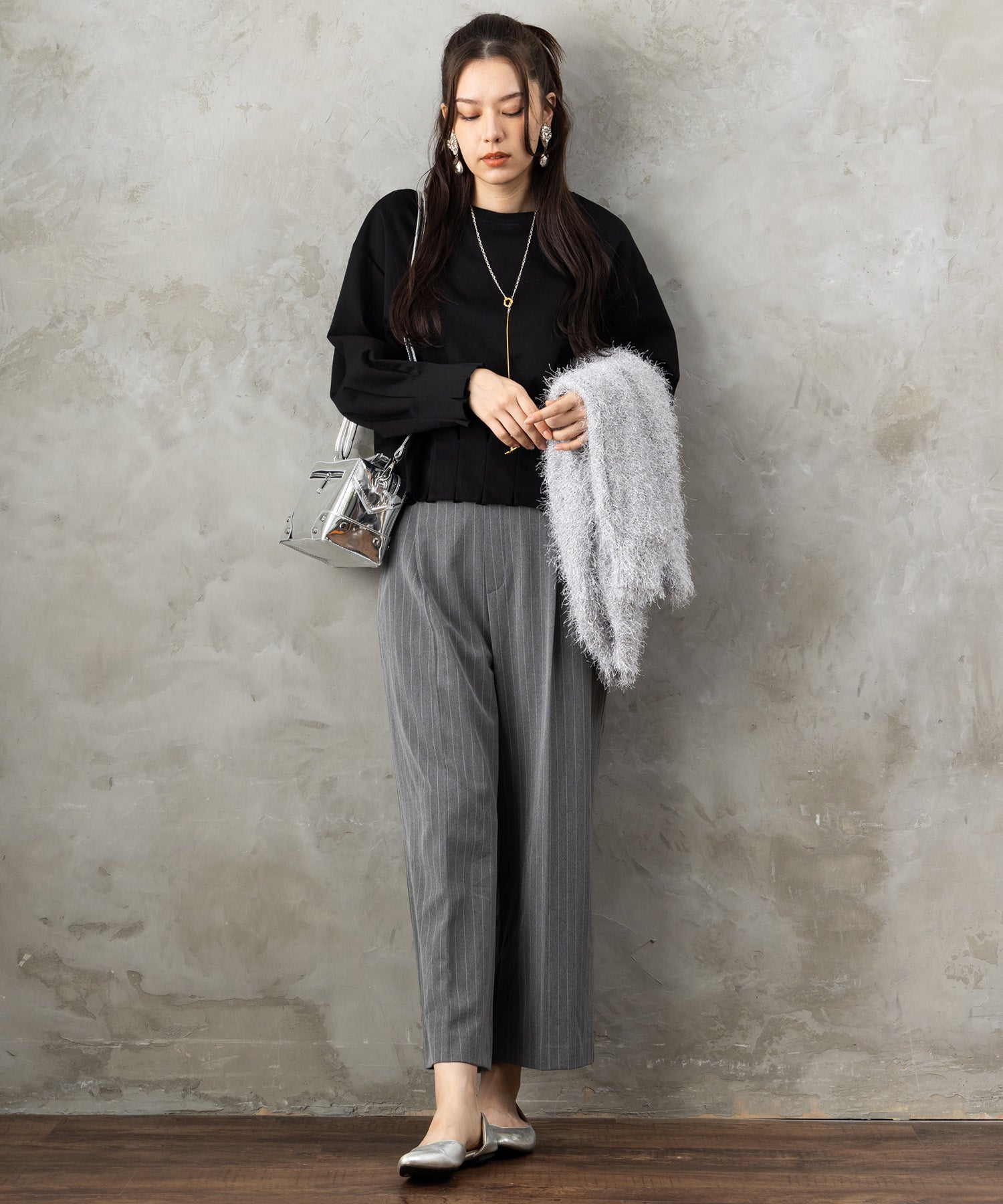 【人気商品につき再入荷】【FONT LAB】タックヘムクロップドカットソー