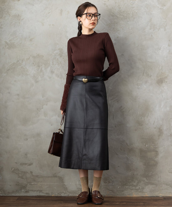 51-5671【FONT LAB】ランダムリブ×ラメシャギースリーブニット