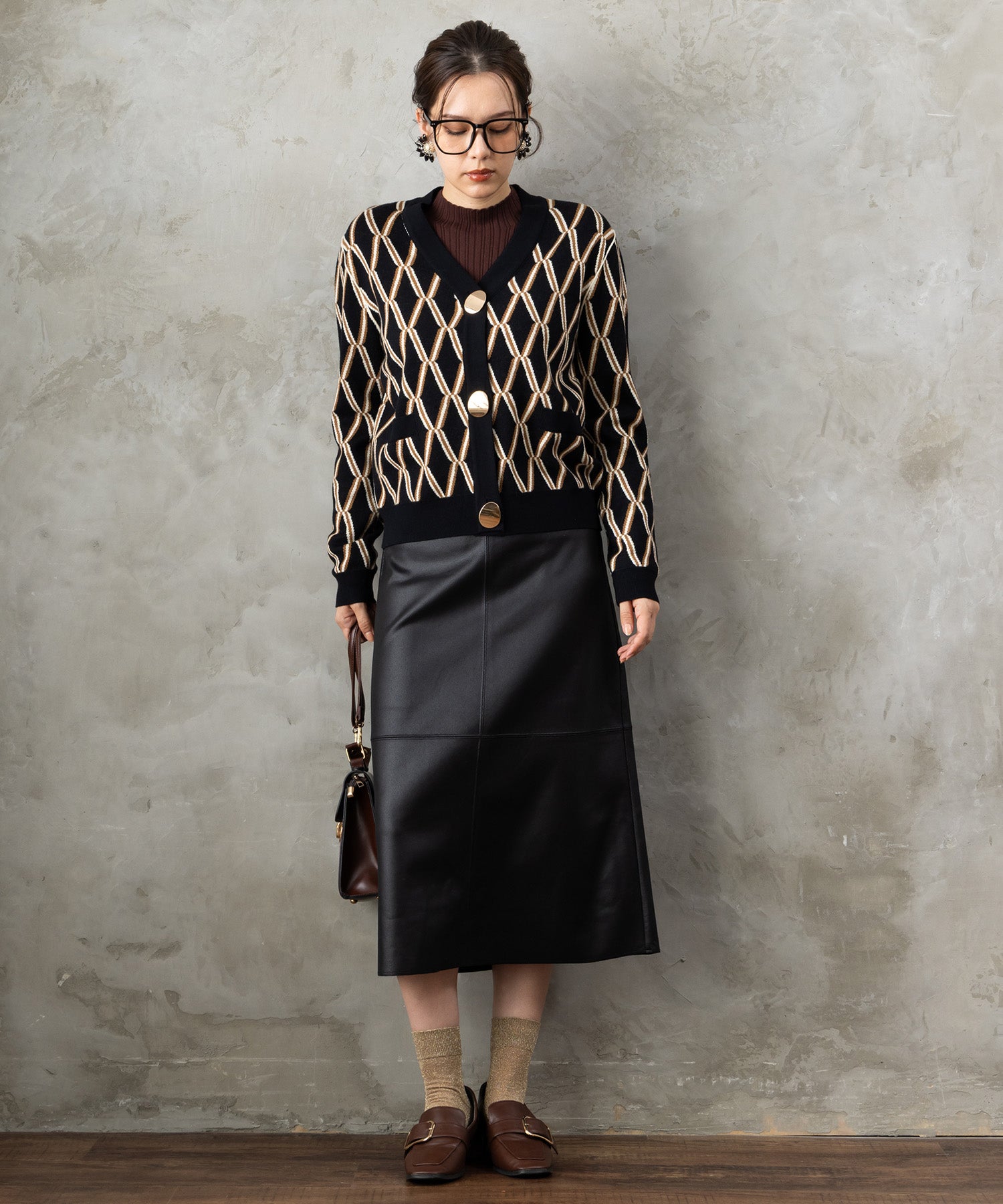 51-5671【FONT LAB】ランダムリブ×ラメシャギースリーブニット