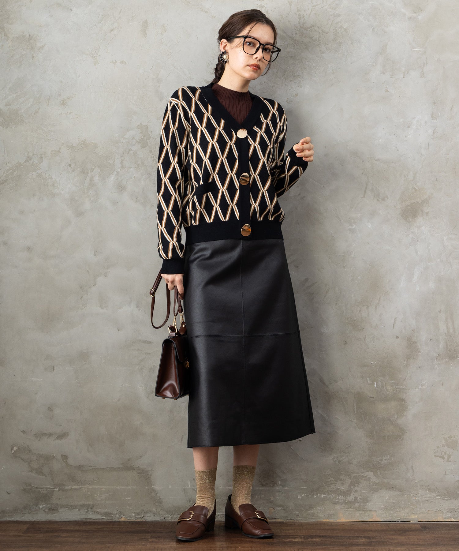 51-5671【FONT LAB】ランダムリブ×ラメシャギースリーブニット