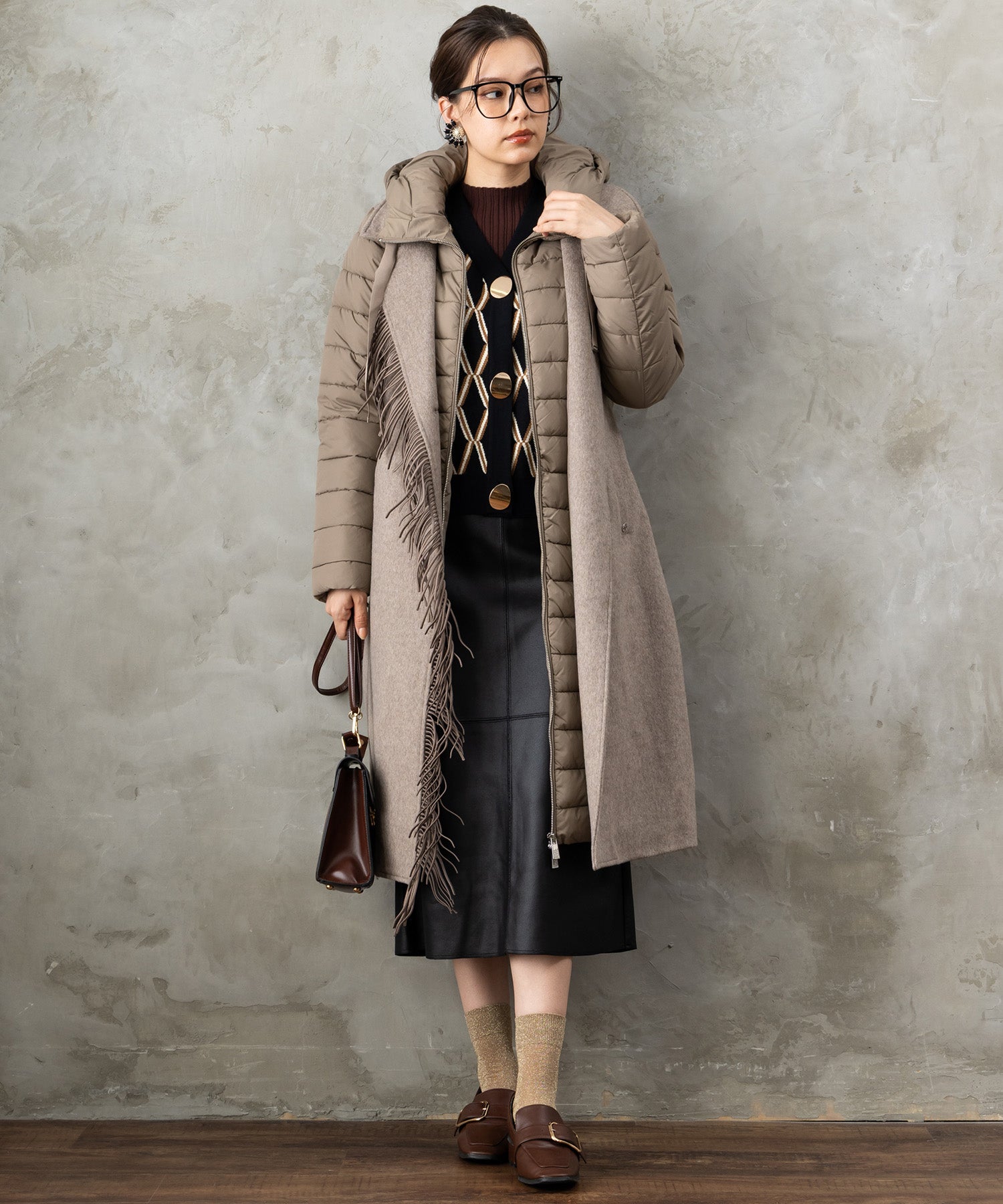 51-5671【FONT LAB】ランダムリブ×ラメシャギースリーブニット