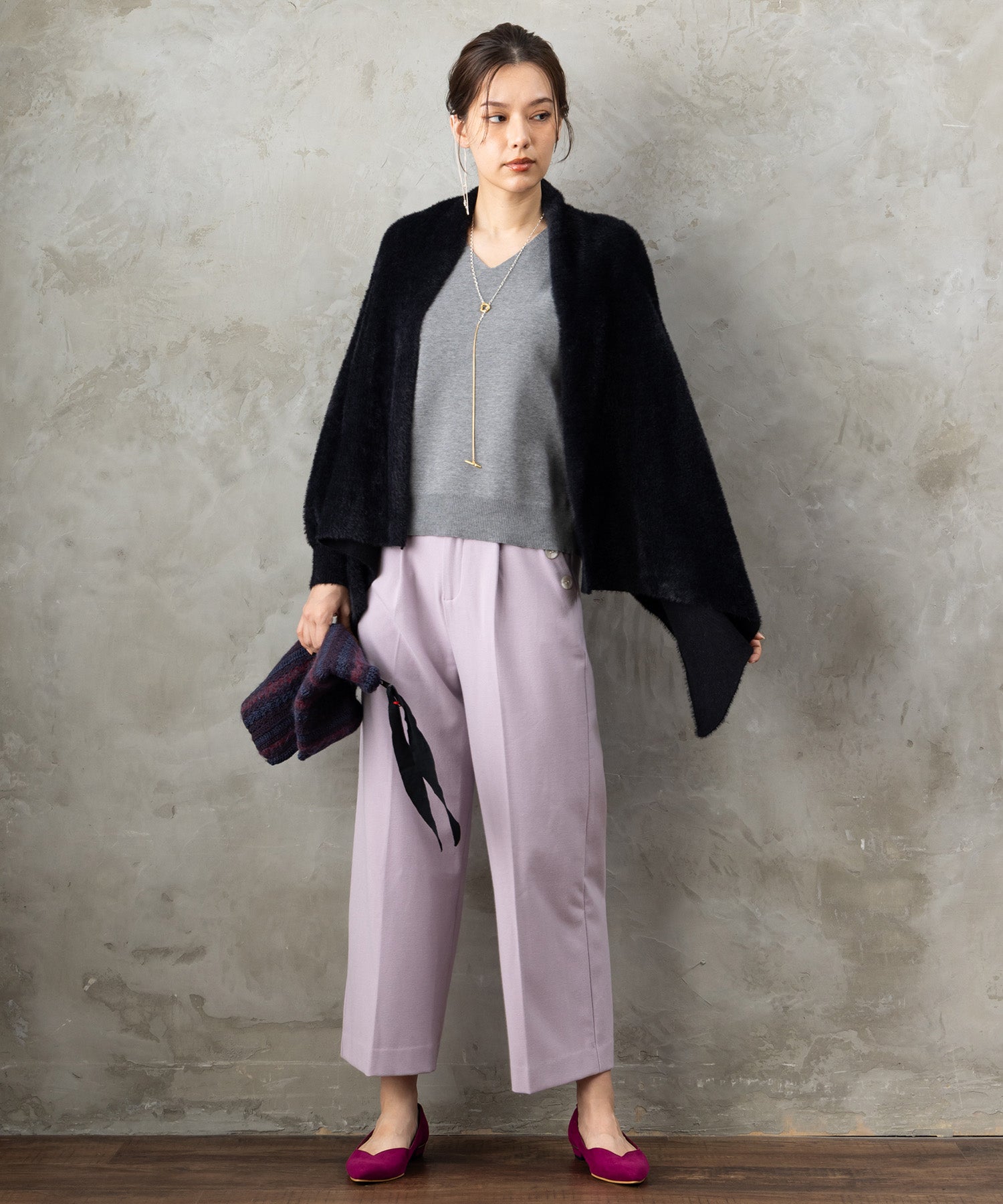 【FONT LAB】ダブルフェイスストールカーディガン