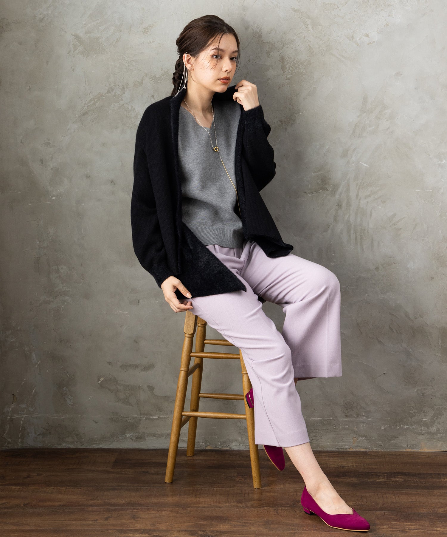 【FONT LAB】ダブルフェイスストールカーディガン