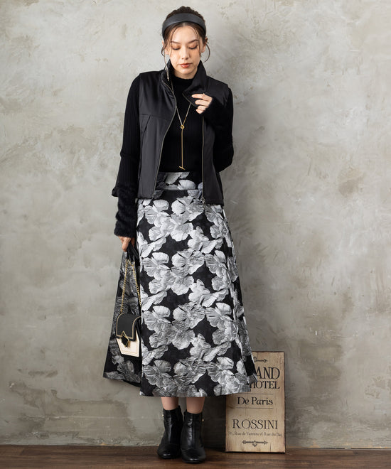 51-5671【FONT LAB】ランダムリブ×ラメシャギースリーブニット