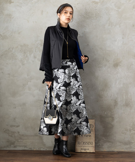 51-5671【FONT LAB】ランダムリブ×ラメシャギースリーブニット