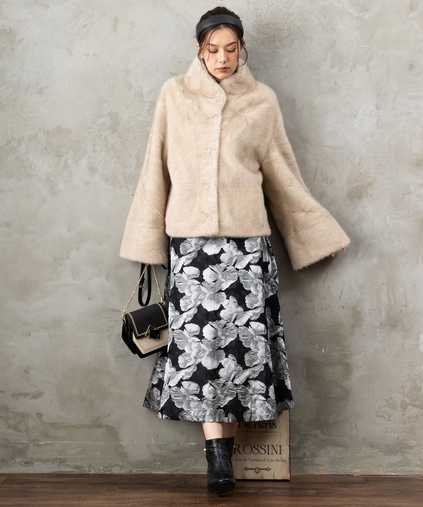 14-5874【DERHY】メタリックフラワーJQスカート