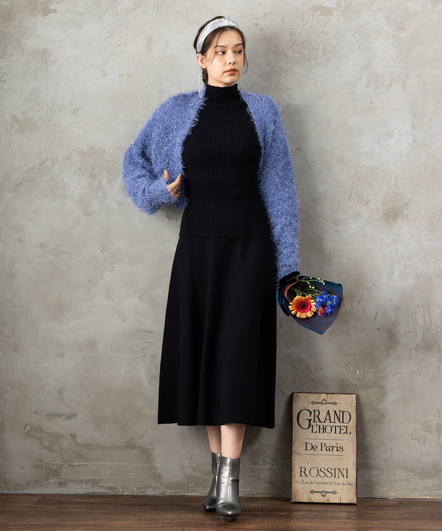 50-5666【FONT LAB】ラメシャギーニットボレロ