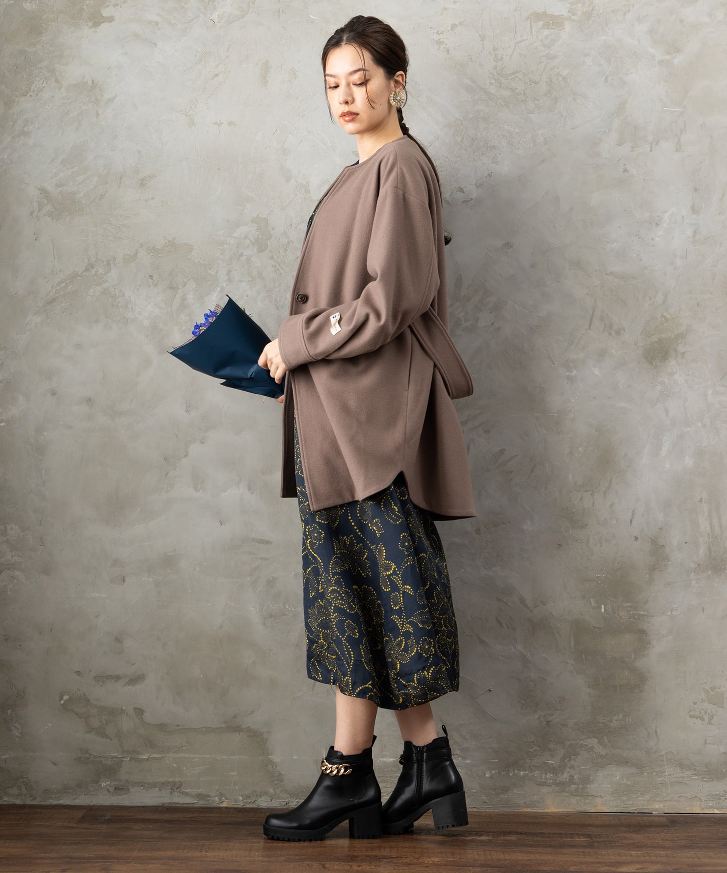 72-1256【JETSET SOLO PLUS】Super140×ロイヤルジーロンメルトンキーネックミドルコート