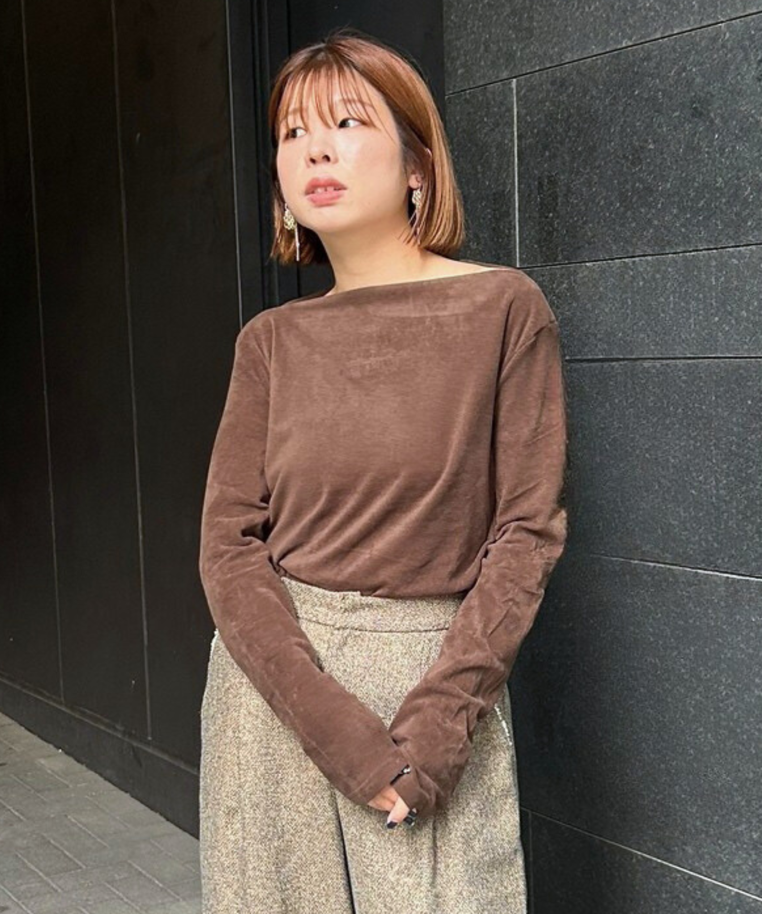 【JETSET SOLO PLUS】マットベロアボートネックカットソー