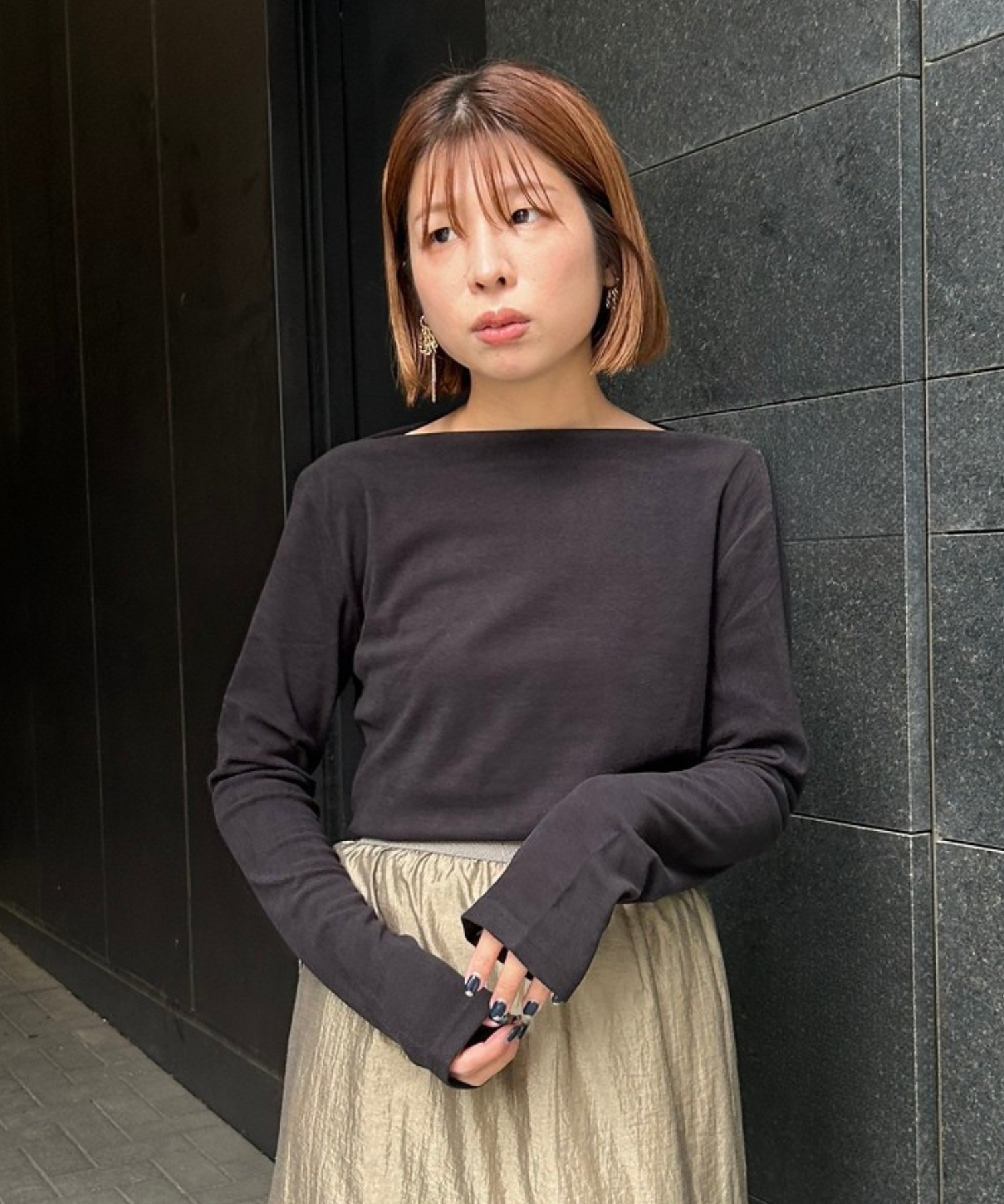 【JETSET SOLO PLUS】マットベロアボートネックカットソー