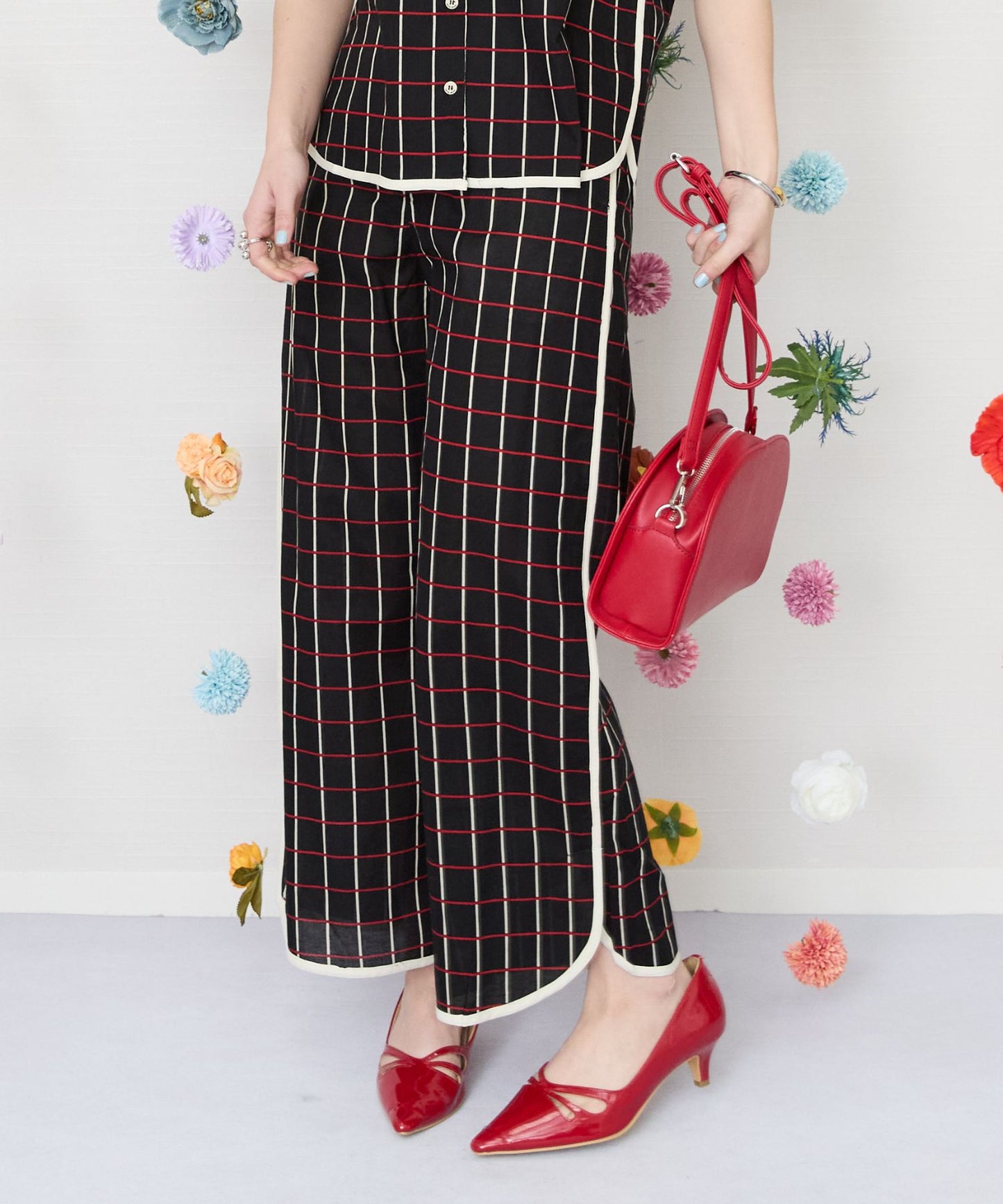 【SKATIE BRAND】カラーウインドウペンパンツ