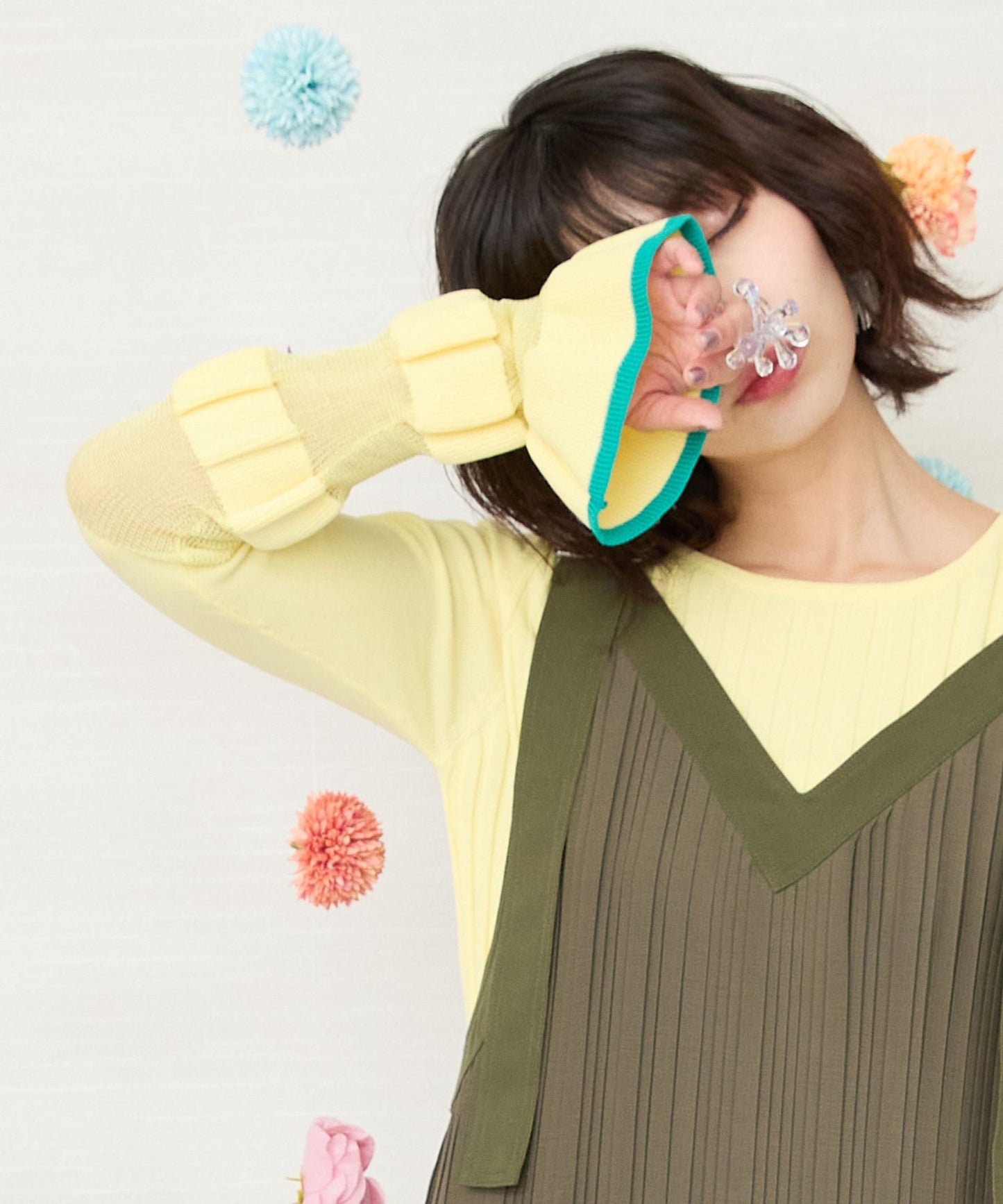 【FONT LAB】ウェーブシアースリーブワイドリブニット