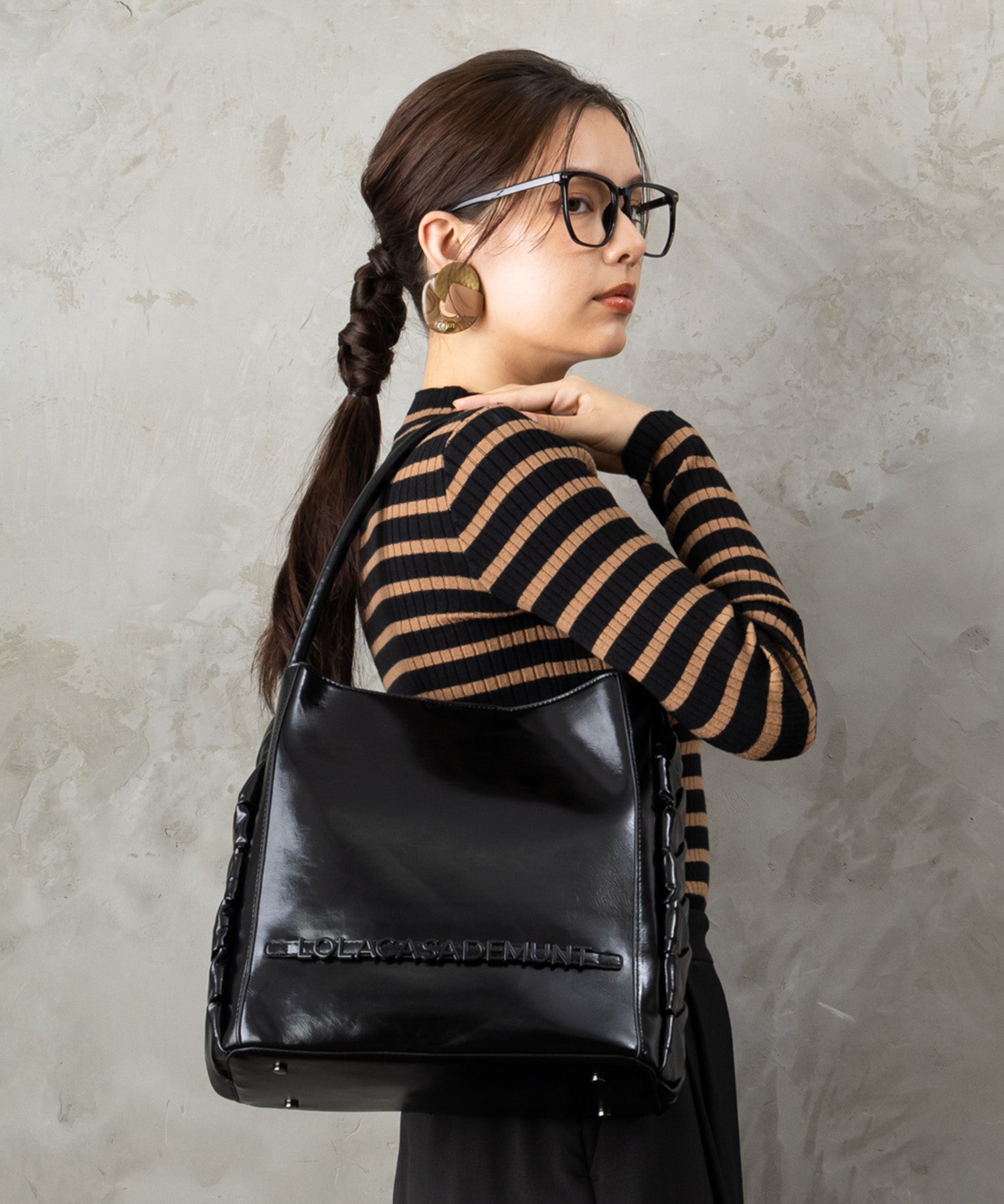 83-6393【LOLA CASADEMUNT 】サイドブレイドトートBAG