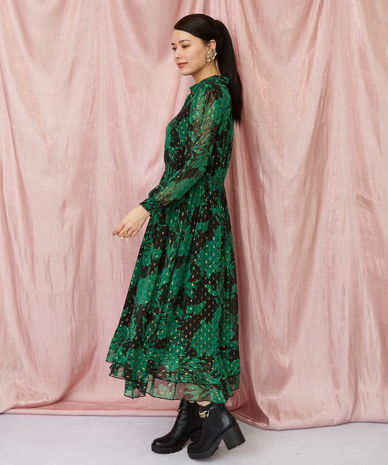 30-6346【WILD PONY】メタリックJQXフラワープリントワンピース