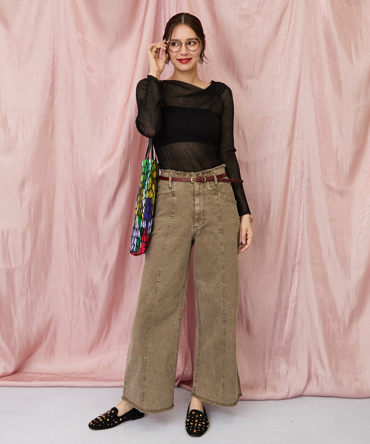 51-5651【FONT LAB】アシンメトリーネックシアーニット