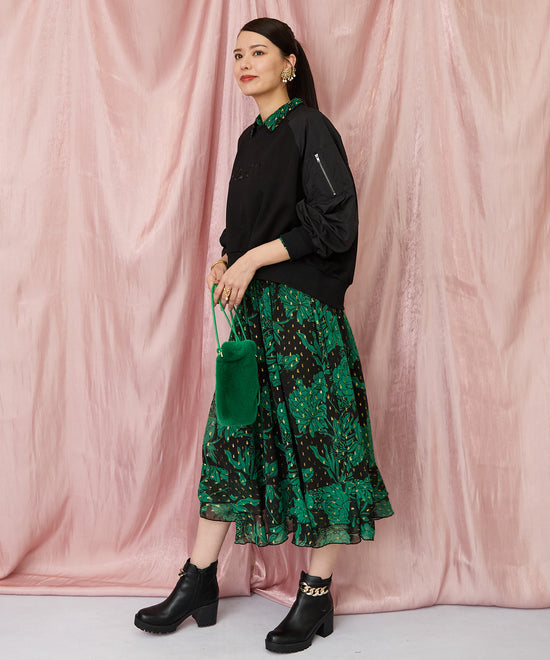 30-6346【WILD PONY】メタリックJQXフラワープリントワンピース