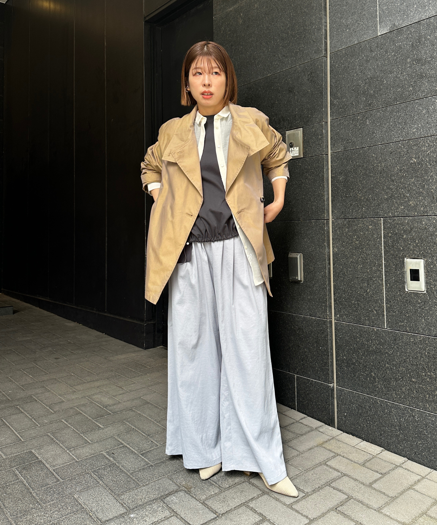 【FONT LAB】シルケットポンチ異素材コンビトップス