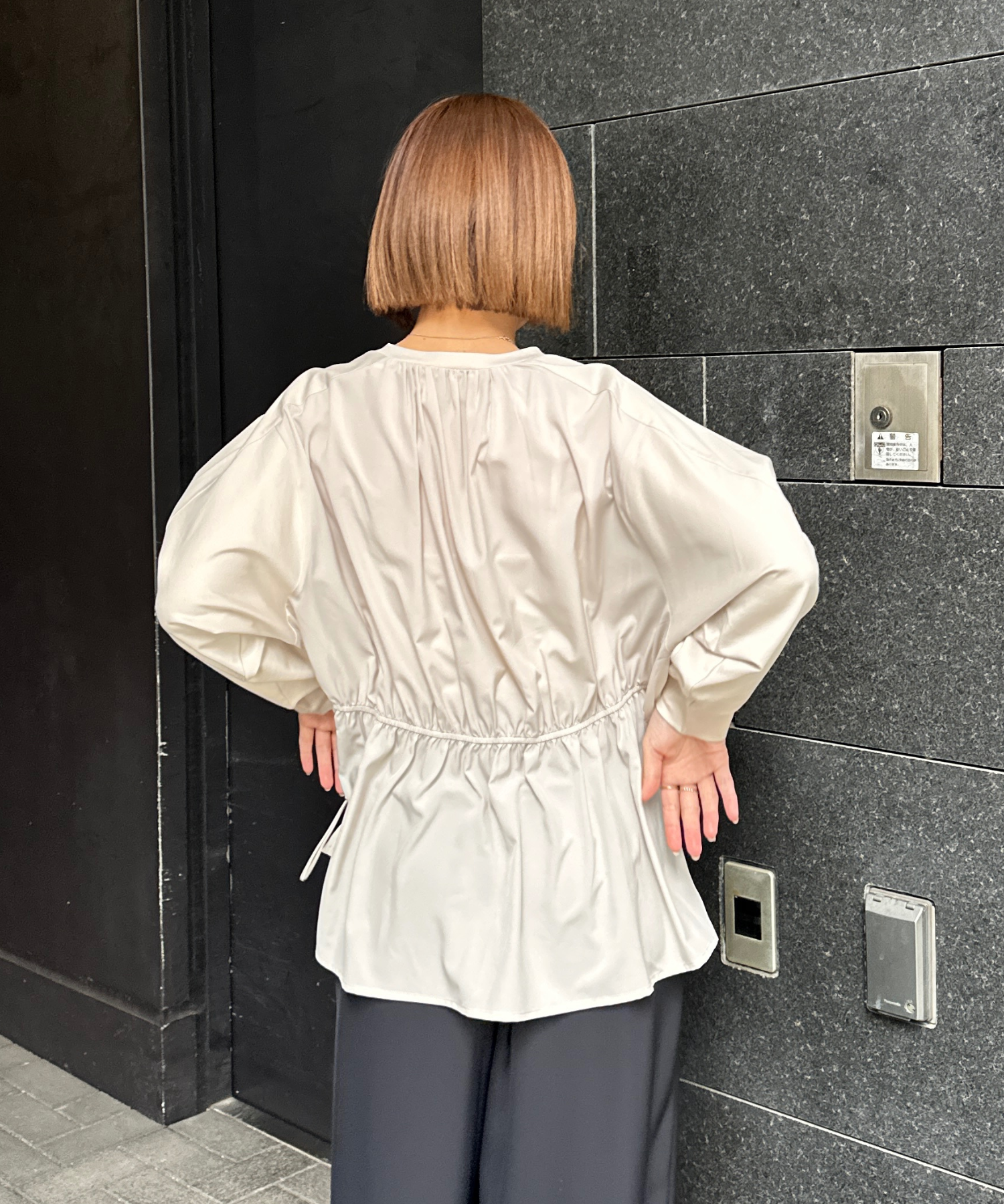 【FONT LAB】シルケットポンチ異素材コンビトップス