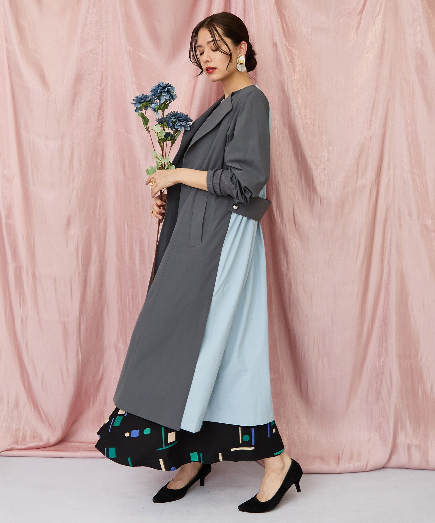 【INDESIGN】ミッドナイトジオメトリーフレアスカート