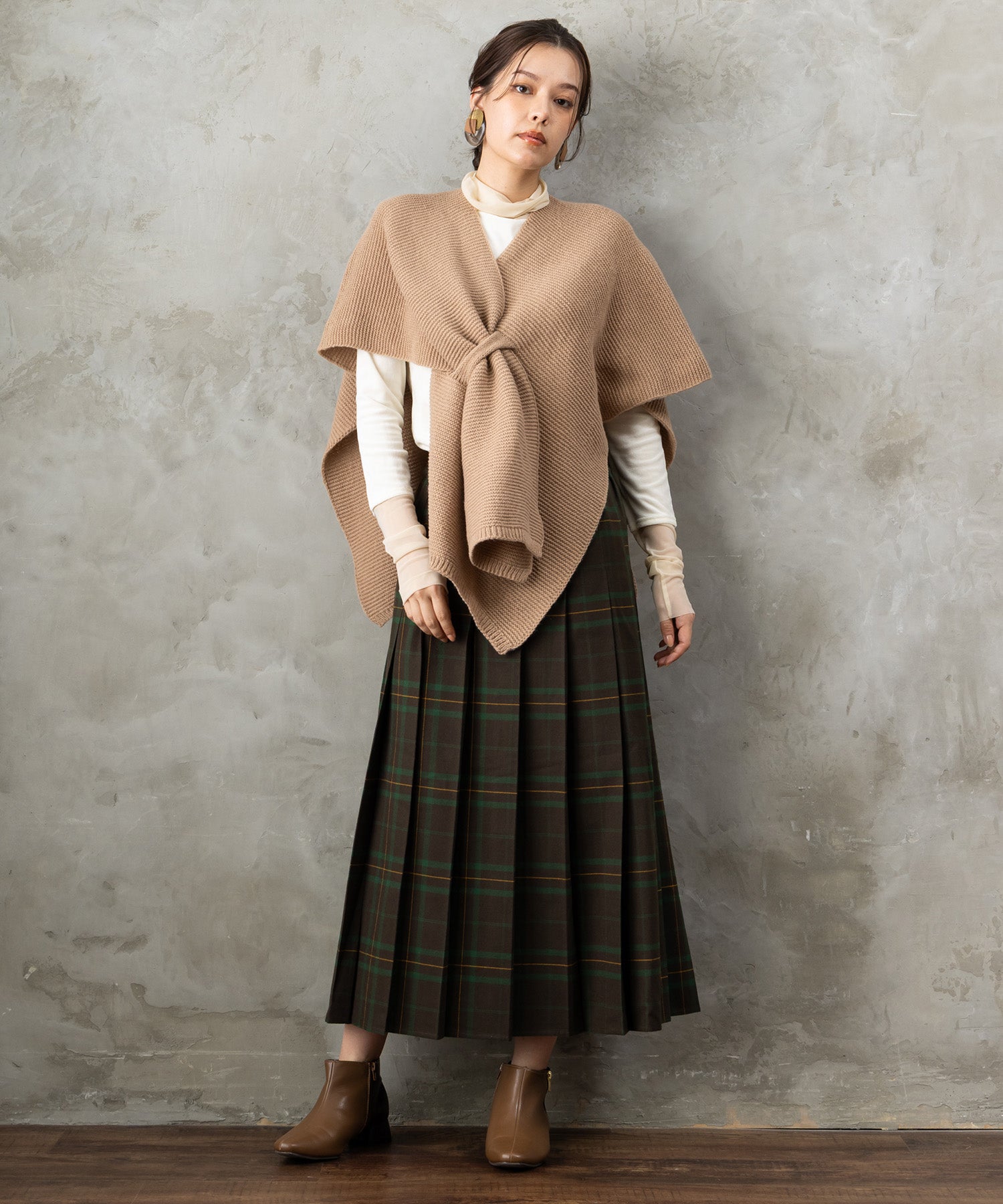 14-5863【FONT LAB】チェックプリーツスカート