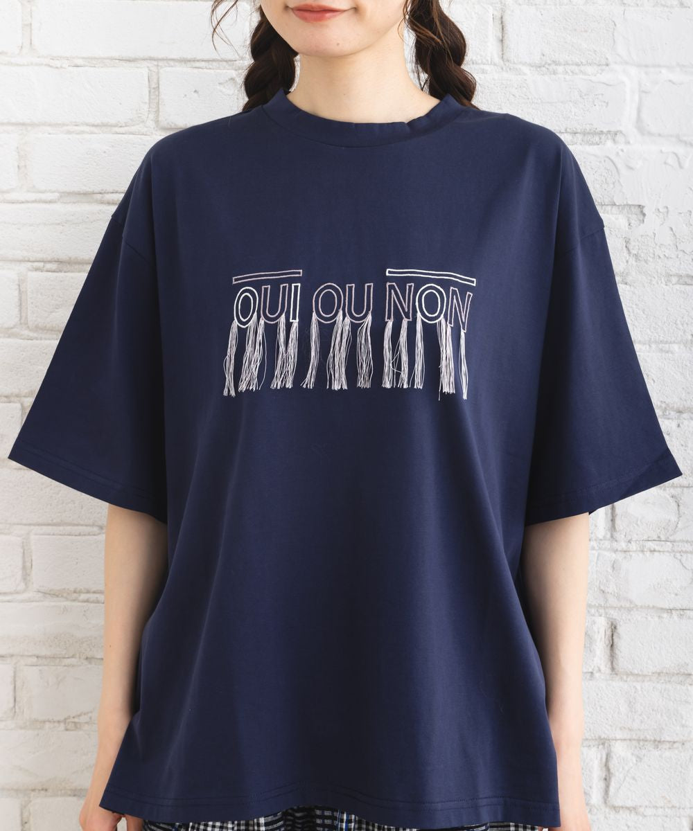 【大きいサイズ】 9号・15号(M・3L) FONTLAB フリンジロゴシルケットTシャツ