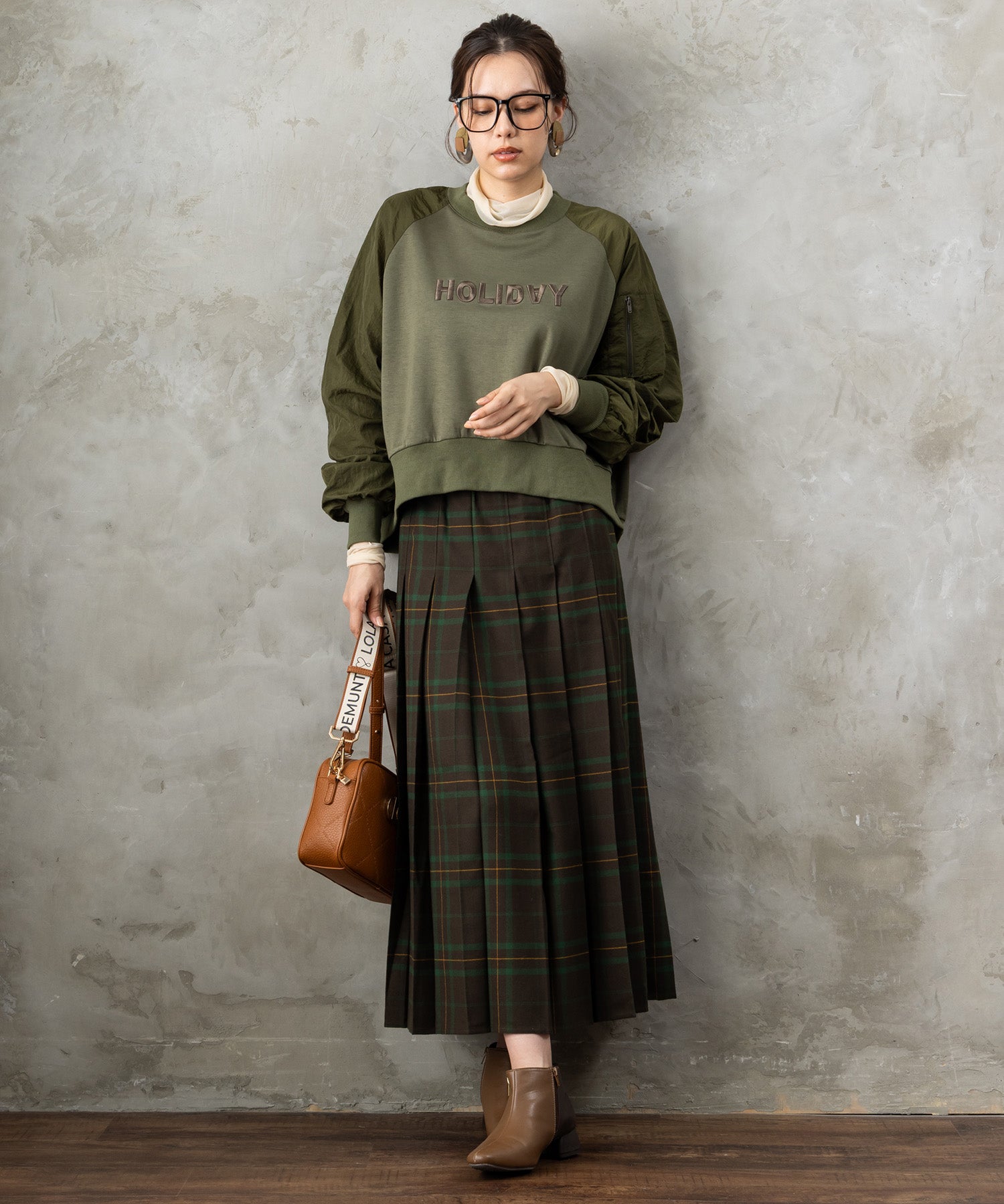 14-5863【FONT LAB】チェックプリーツスカート