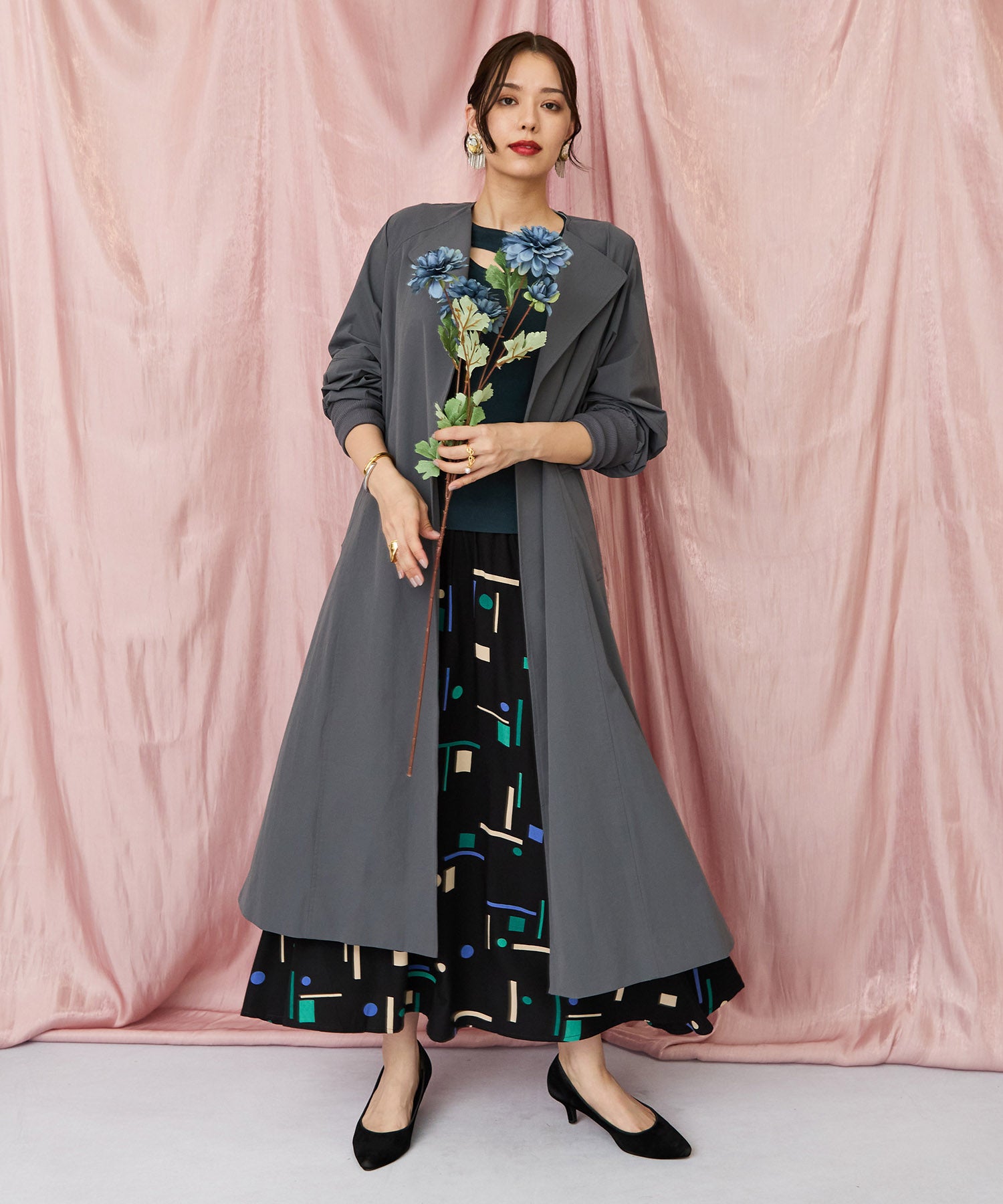 【INDESIGN】ミッドナイトジオメトリーフレアスカート