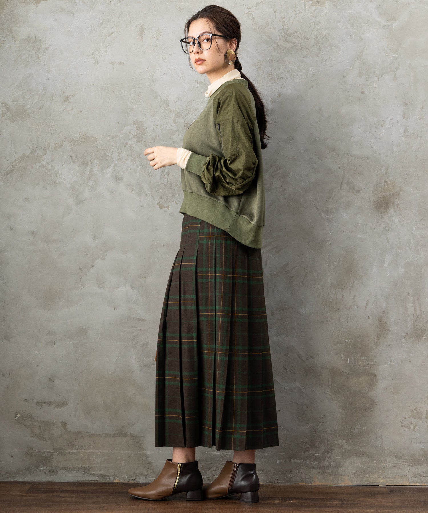 14-5863【FONT LAB】チェックプリーツスカート