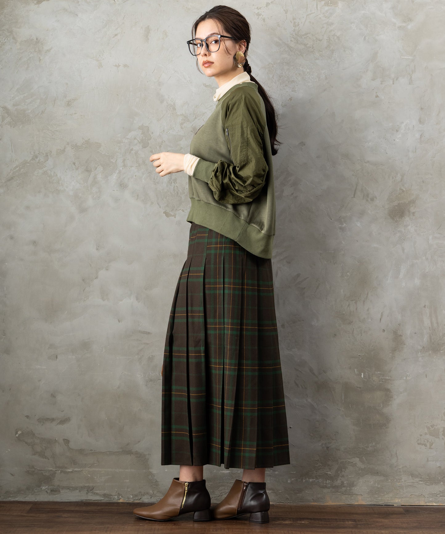 14-5863【FONT LAB】チェックプリーツスカート