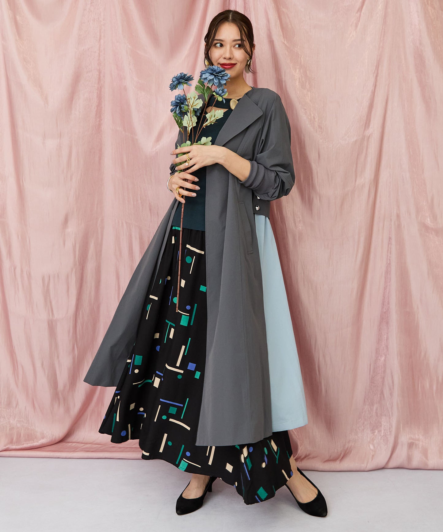 【INDESIGN】ミッドナイトジオメトリーフレアスカート