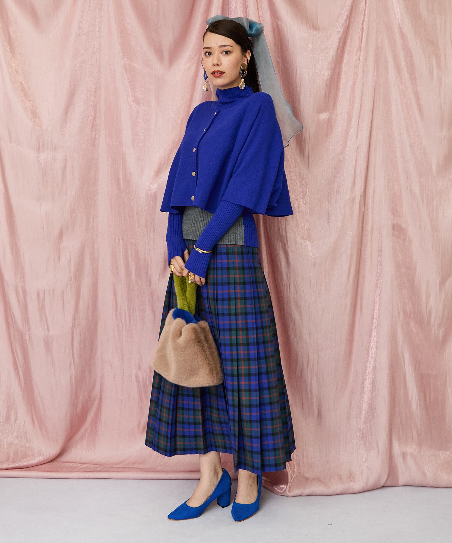 14-5863【FONT LAB】チェックプリーツスカート