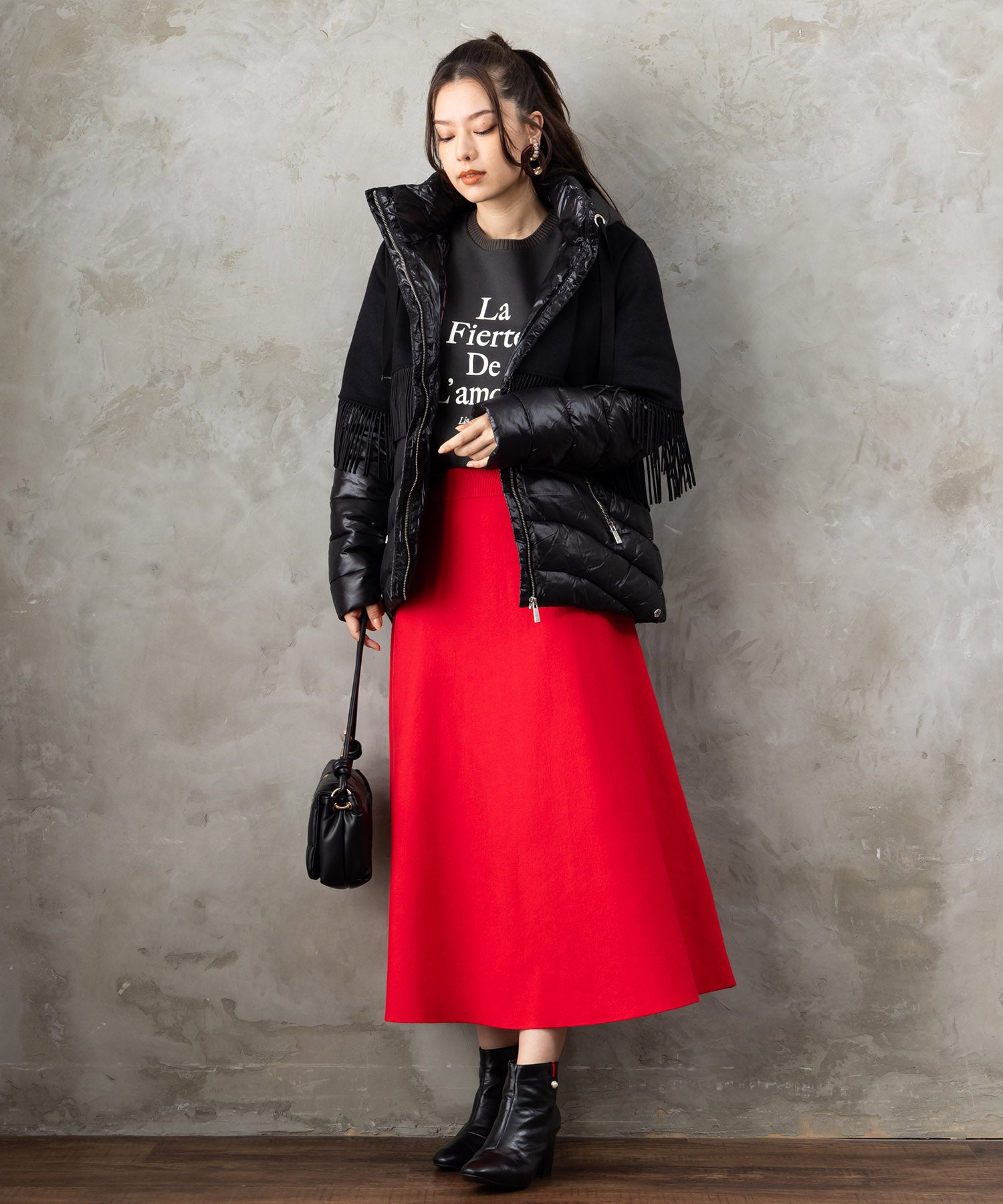 【BSB】異素材コンビ中綿ミドルコート