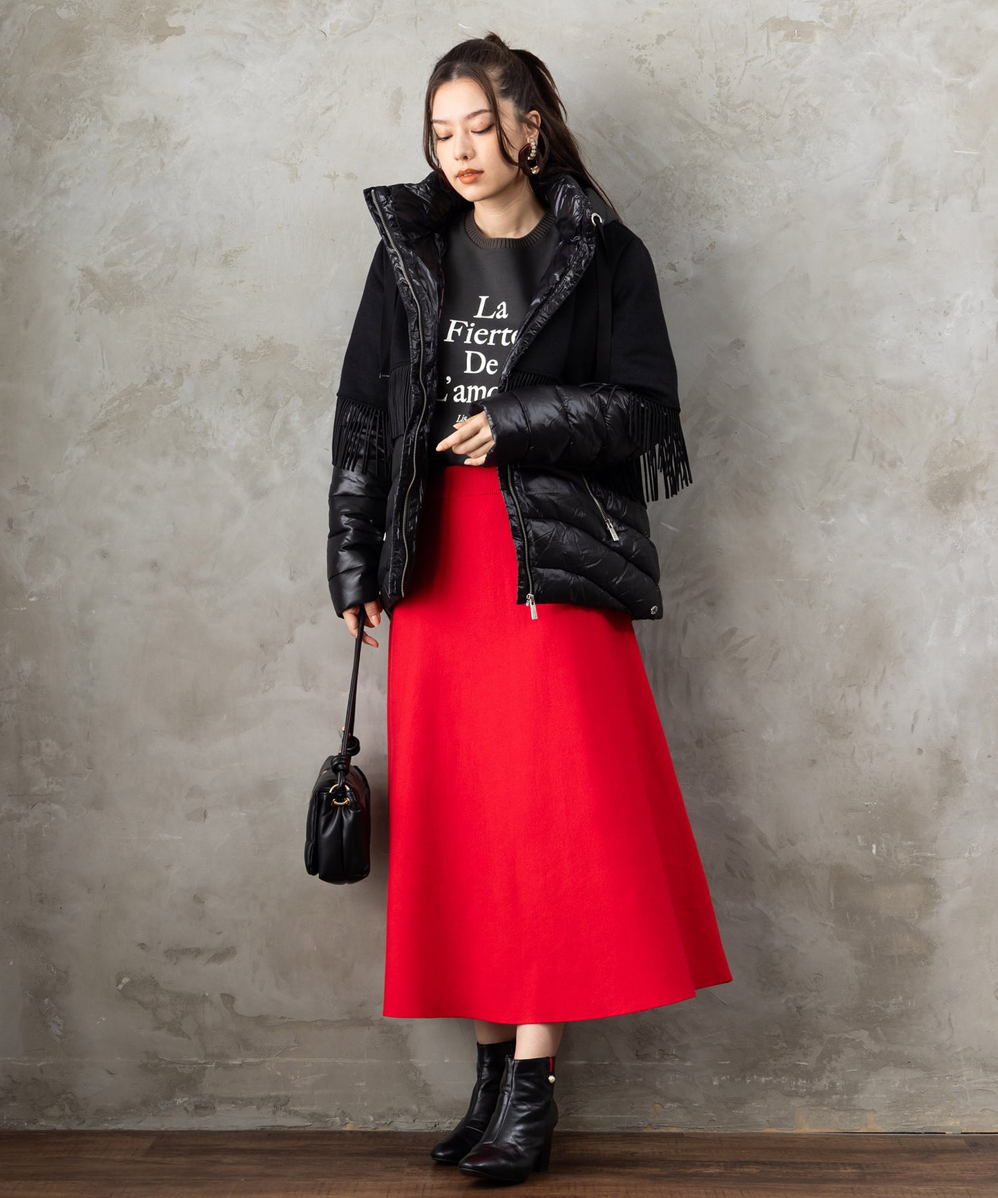 【BSB】異素材コンビ中綿ミドルコート