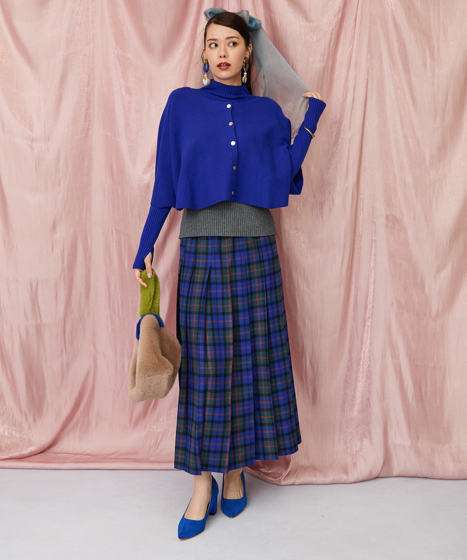 14-5863【FONT LAB】チェックプリーツスカート