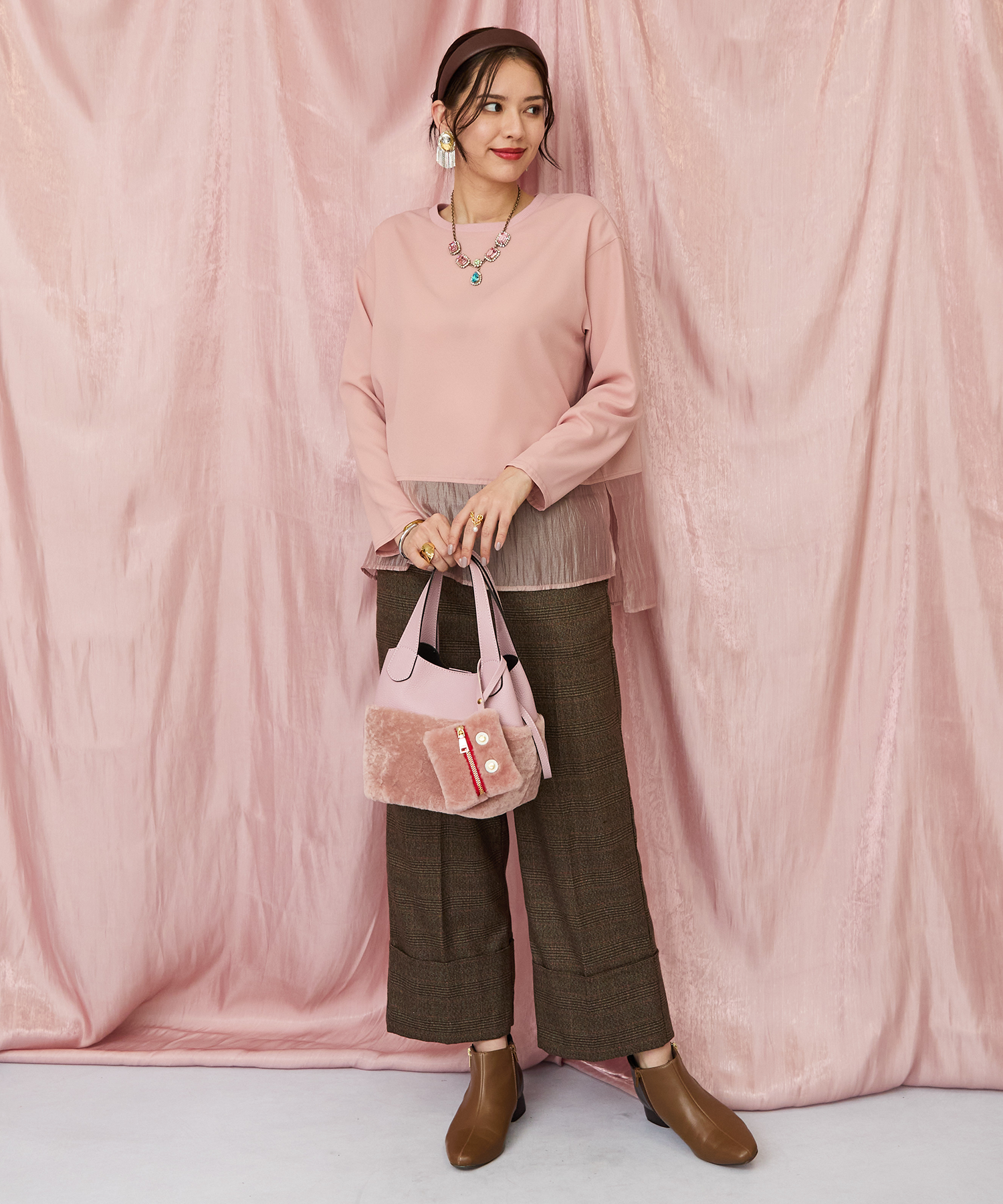 83-6377【RIPANI】ムートンコンビレザーバッグ