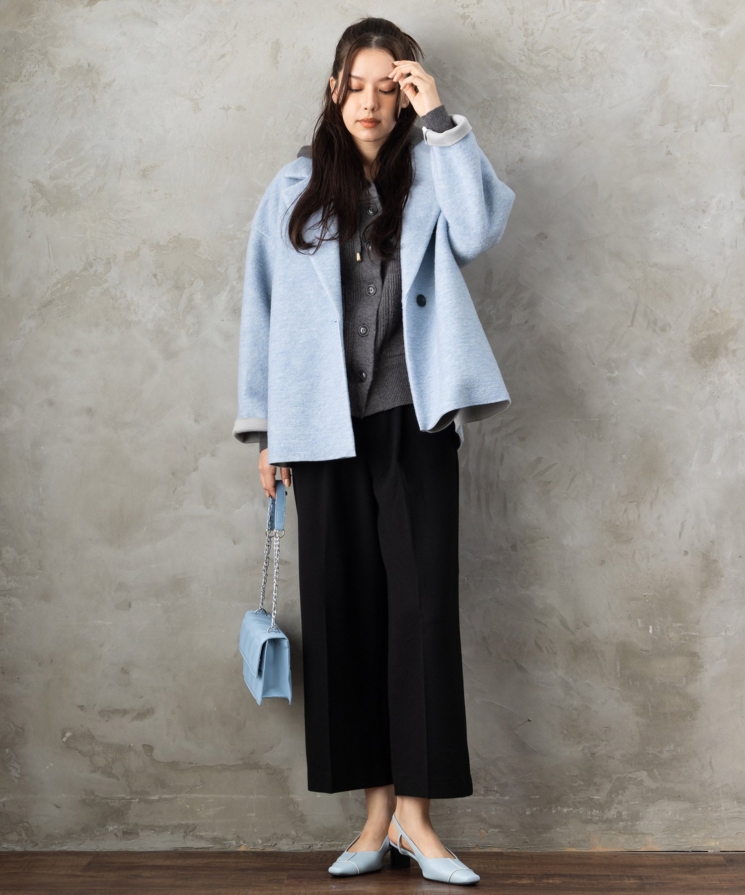 【JETSET SOLO PLUS】LANIFICIO BECAGLIバイカラーボンディングハーフコート